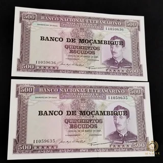جفت اسکناس ۵۰۰ اسکودو موزامبیک ۱۹۶۷ کیفیت UNC
